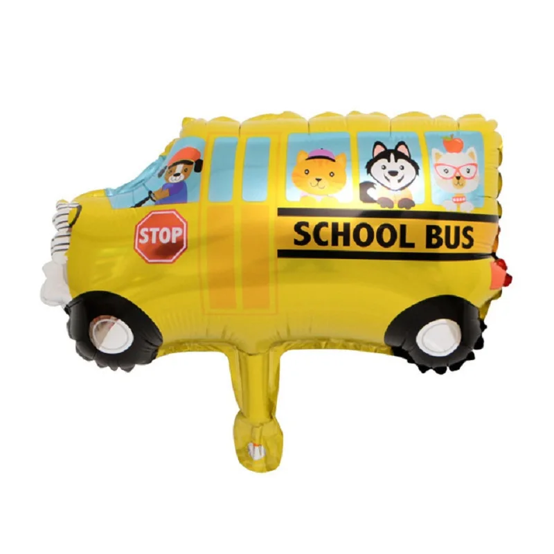 10 шт Мини пожарная машина фольгированные шары «С Днем Рождения» вечерние украшения дети ребенок душ мальчик Globo игрушка автомобиль школьный автобус воздушный шар в виде танка - Цвет: school bus