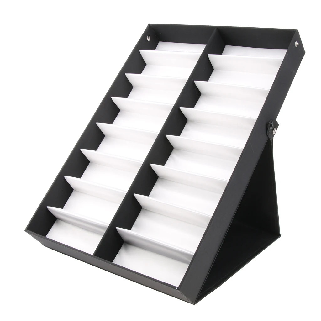 Women Men Glasses Eyeglass Storage Box Sunglasses Display Case Holder Stand for 16 Pieces Eyewear Black