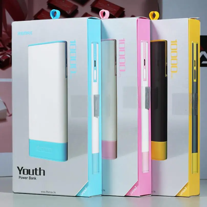 

1Pc Remax Youth 10000mAh USB Portable Travel Li-polymer Batter mobile power Powerbank battery carregador de bateria universal
