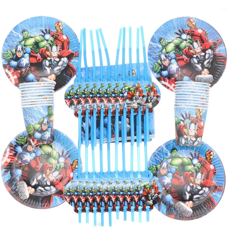 

The Avengers Cartoon 80pcs/lot Birthday Disposable tableware supplies home party Wedding Christmas Decoration for home