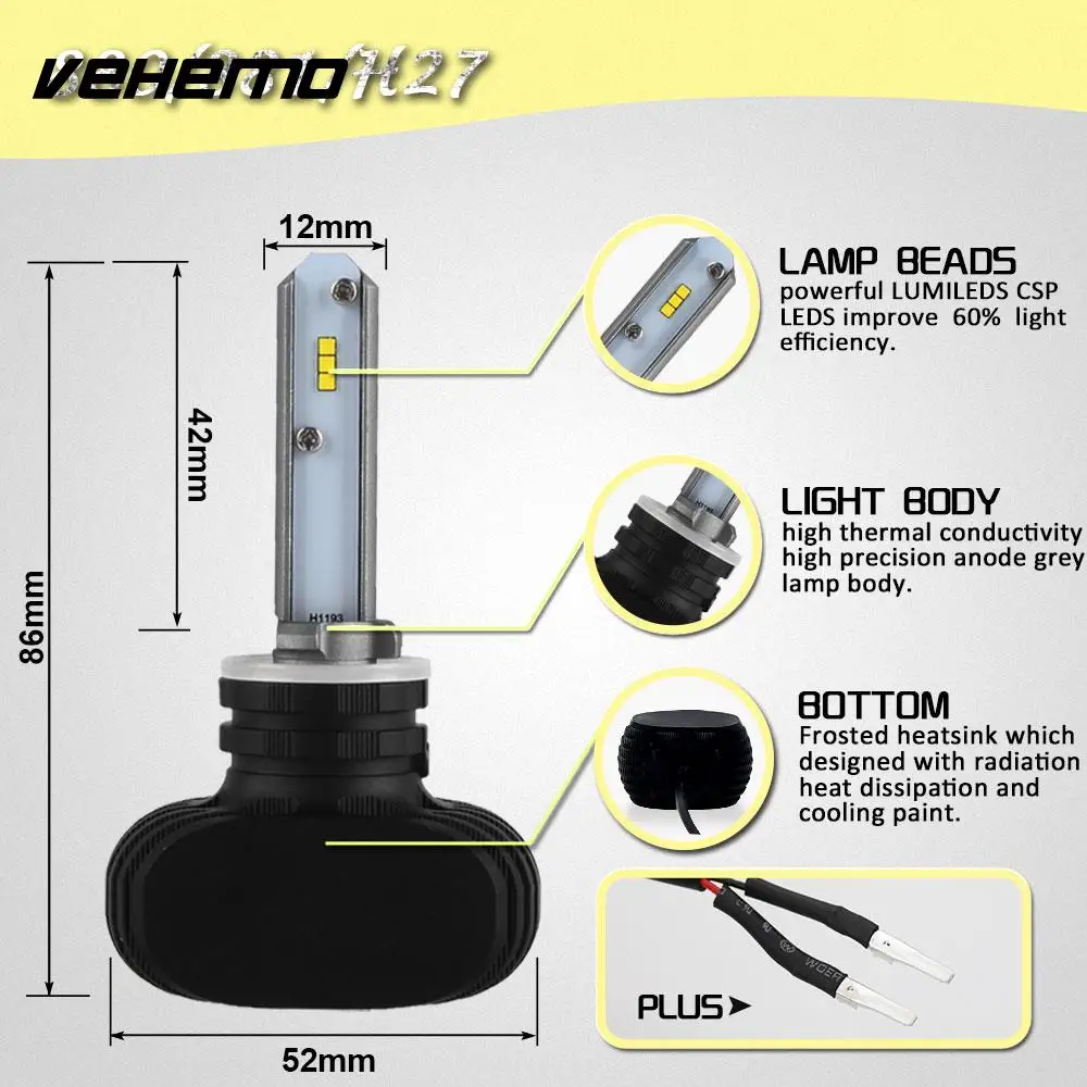 

LED Fog Light LED Headlight High Power Front Lamp Safety Car Accessories 880/881/H27 DC12V Universal