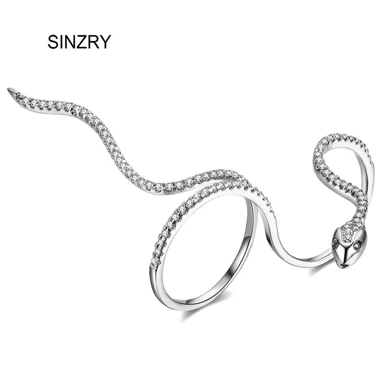 

SINZRY Hotsale statement jewelry New AAA Cubic zircon gold-color snake design 2 finger rings for women Luxury jewelry accessory