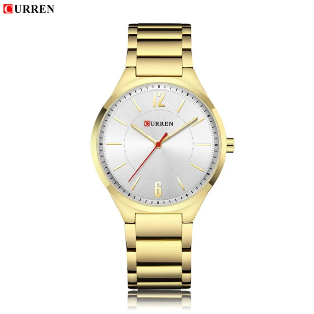 CURREN Top Luxury Brand Men Quartz Wrist Watch Men's Full Steel Business Watches Male Fashion Analog Clock Relogio Masculino - Цвет: Gold White