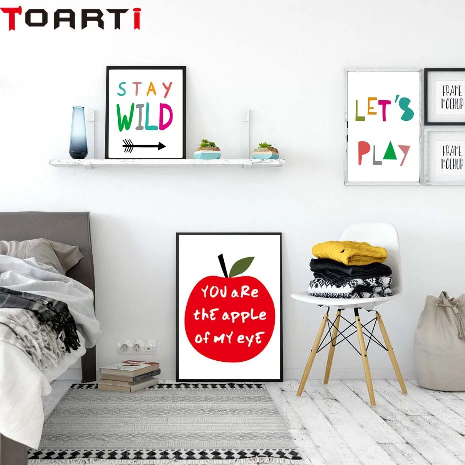 Cartoon Apple Wall Art Print Canvas Painting Nordic Poster Cartoon Wall Pictures Living Room Kitchen Home Decor No Frame (1)