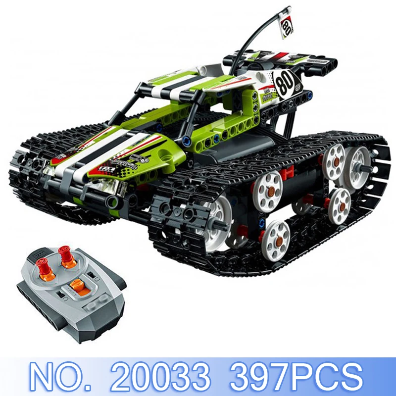 

DHL Lepin 20033 397Pcs Technic Figures RC Tracked Racer Car Model Building Blocks Bricks Sets Compatible Legoing 42065 Toy Gift