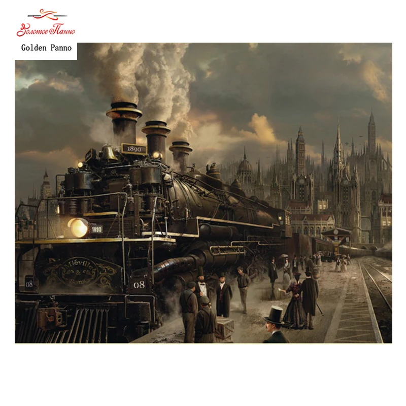 

Golden panno,5D,diy diamond embroidery,Full,square,Diamond Painting,Cross Stitch,3D,diamond,Mosaic,Christmas,train 1010