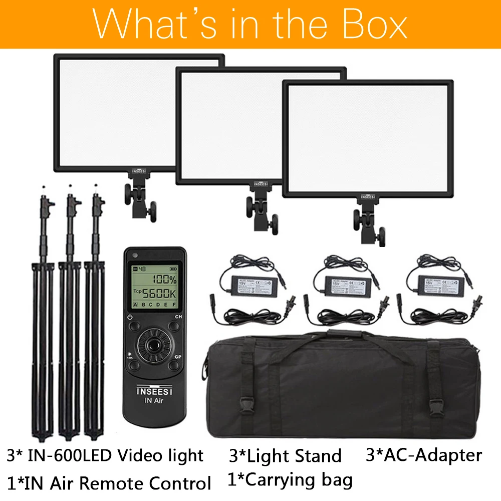 INSEESI IN-600 Портативный Диммируемый 260 светодиодный светильник 3 в 1 комплект 3200-5600k фото светильник для DSLR камеры видеокамеры youtube видео