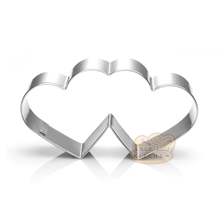 

1 pcs Imperial Crown Tie Candy Double Heart Shape Cookie Molds Stainless Steel Weeding Series Cookie Cutter Baking Tolls H308