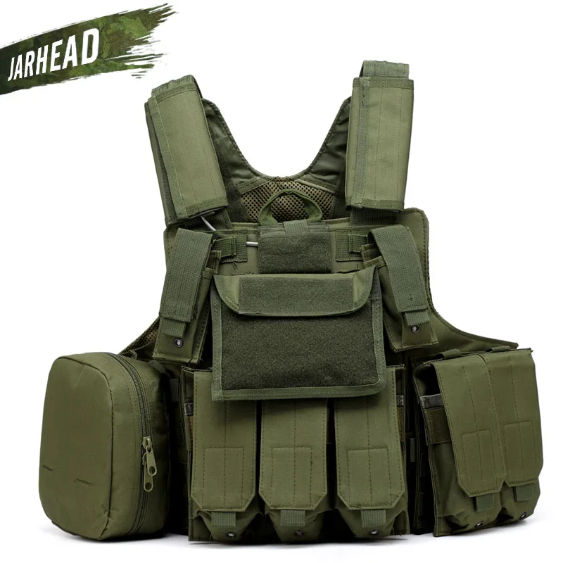  Outdoor CS Vest Military Equipment 600D Nylon Camouflage Hunting Tactical Vest Molle Waistcoat Comb