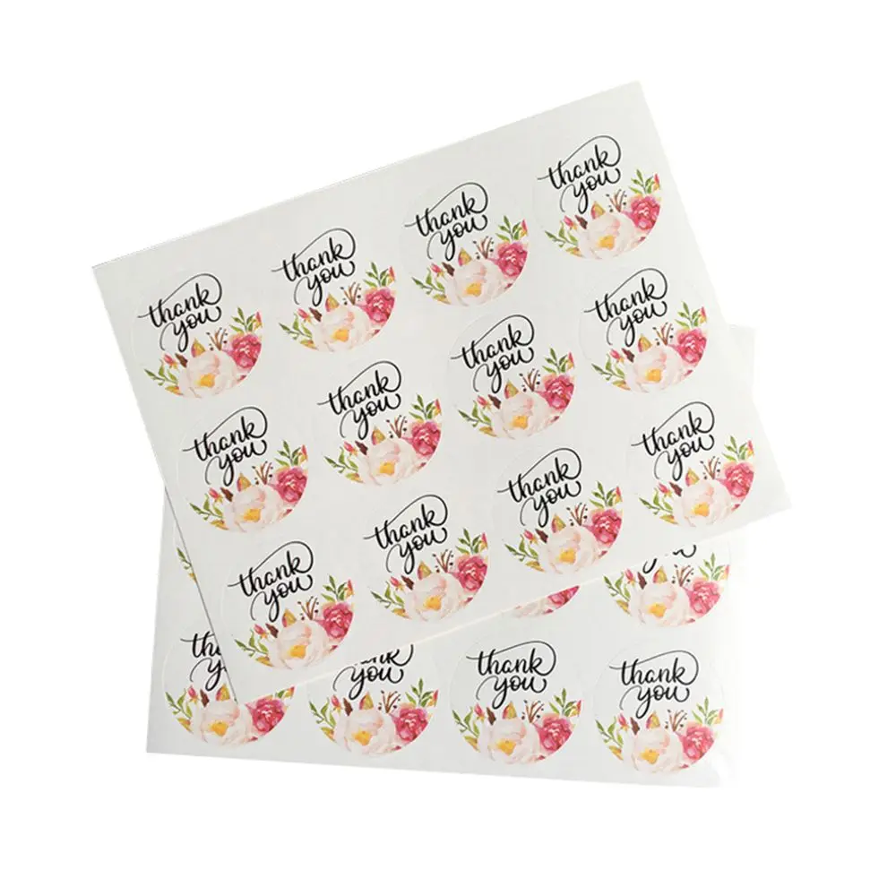 

60pcs 40mm Round Flower "thank you" Packaging Seals Sticker Labels for Envelope Wedding Birthday Gifts