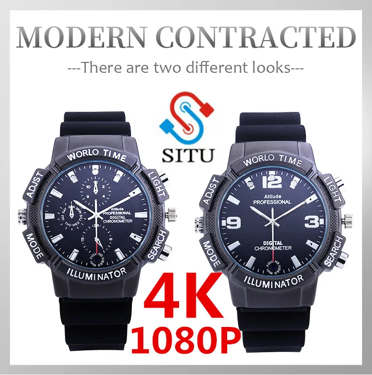 

SITU Wireless Smart Wifi Camera Watch Remote HD Video Monitor Sport Motion Detection Recorder Night Vision Compass Led Torch.4K