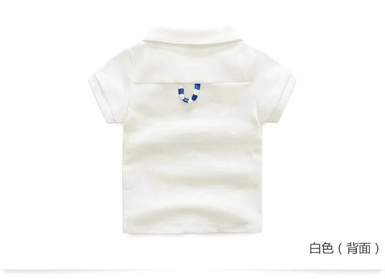 2018 Baby Children Clothing Casual Cotton Short Sleeve Turn-Down Collar Gray White Solid Color Pocket Kids Little Boys T Shirts (10)