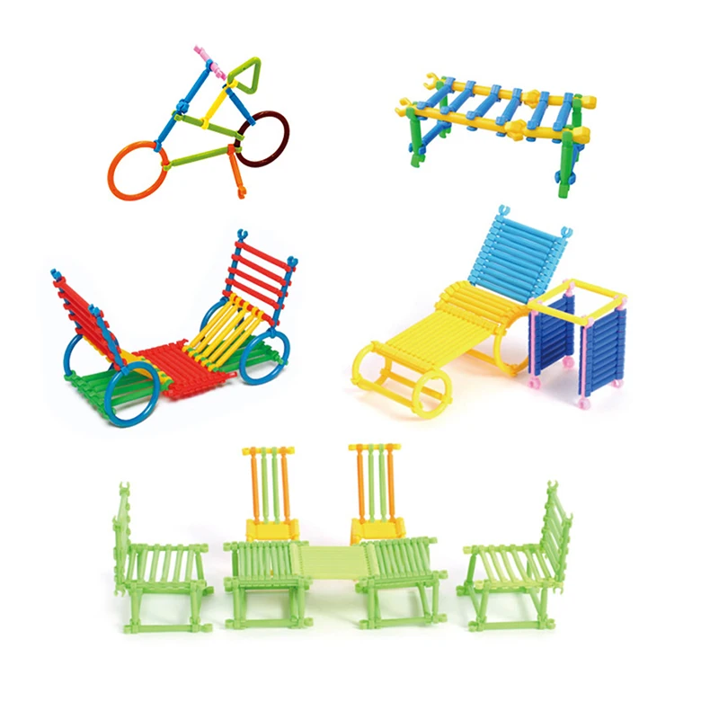420Pcs Assembling Plastic Blocks DIY Smart Stick Magic Wand Creative Building Blocks Intelligence Sticks Inserting