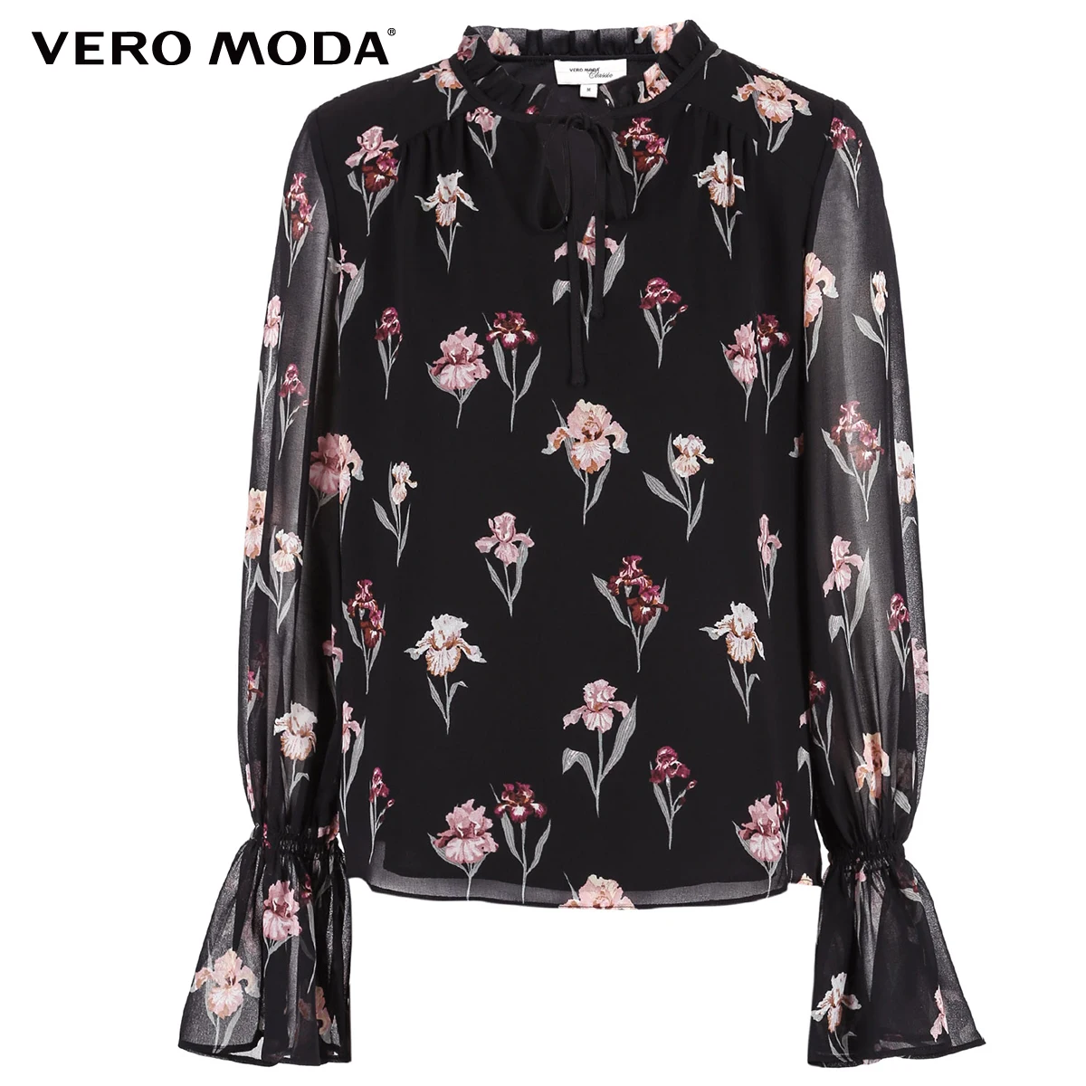 Vero Moda новые женские цветочные узоры расклешенные рукава Шифоновая Блузка Топы |