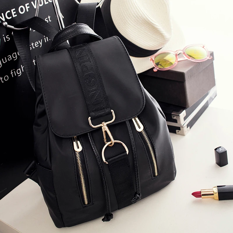 women nylon backpack 2019 teenager girls school bag casual female