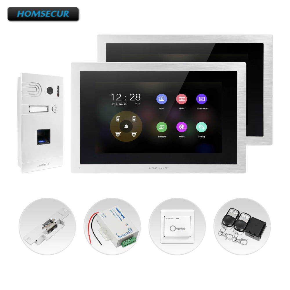 

HOMSECUR 10" Wired AHD Video Door Phone Intercom System Fingerprint Access for Apartment BC061HD-S+BM114HD-S