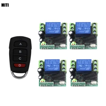 

315/433MHZ DC12V 1CH remote control light on off switch 1 Transmitter 4 Receiver Momentary Toggle with Relay indicator 4273