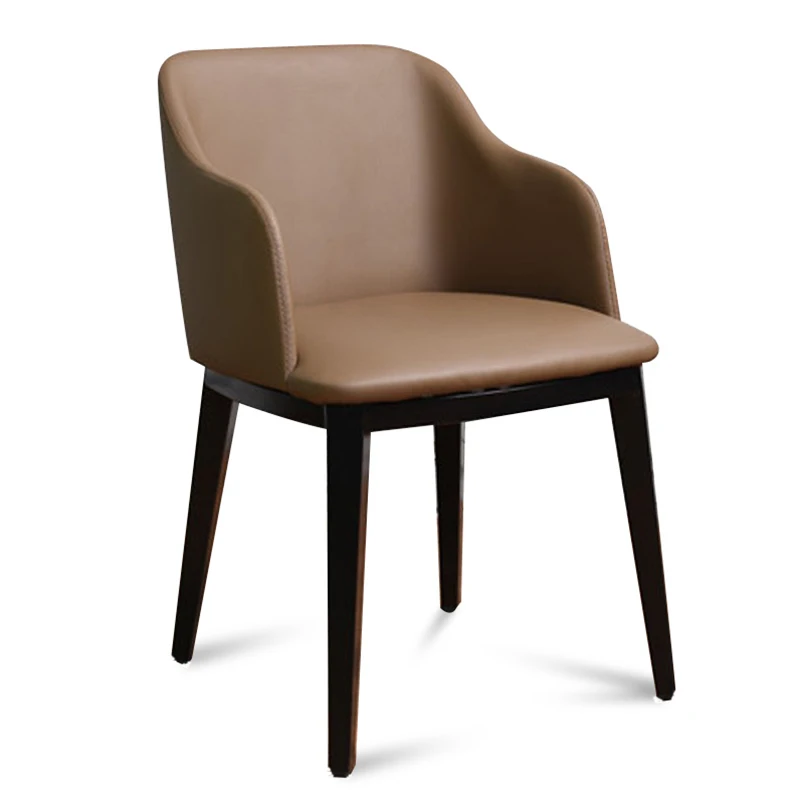 

Hot Modern Nordic coffee chair with armchair metal leather living room chair.Leather Dining Room furniture Metal Dining Chair