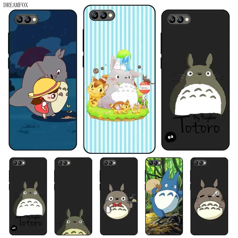 N449 Totoro Smart Black Silicone Case Cover For Huawei Honor 8C 8X 9 10 20i V10 V20 Note10 Max Lite Magic2 |
