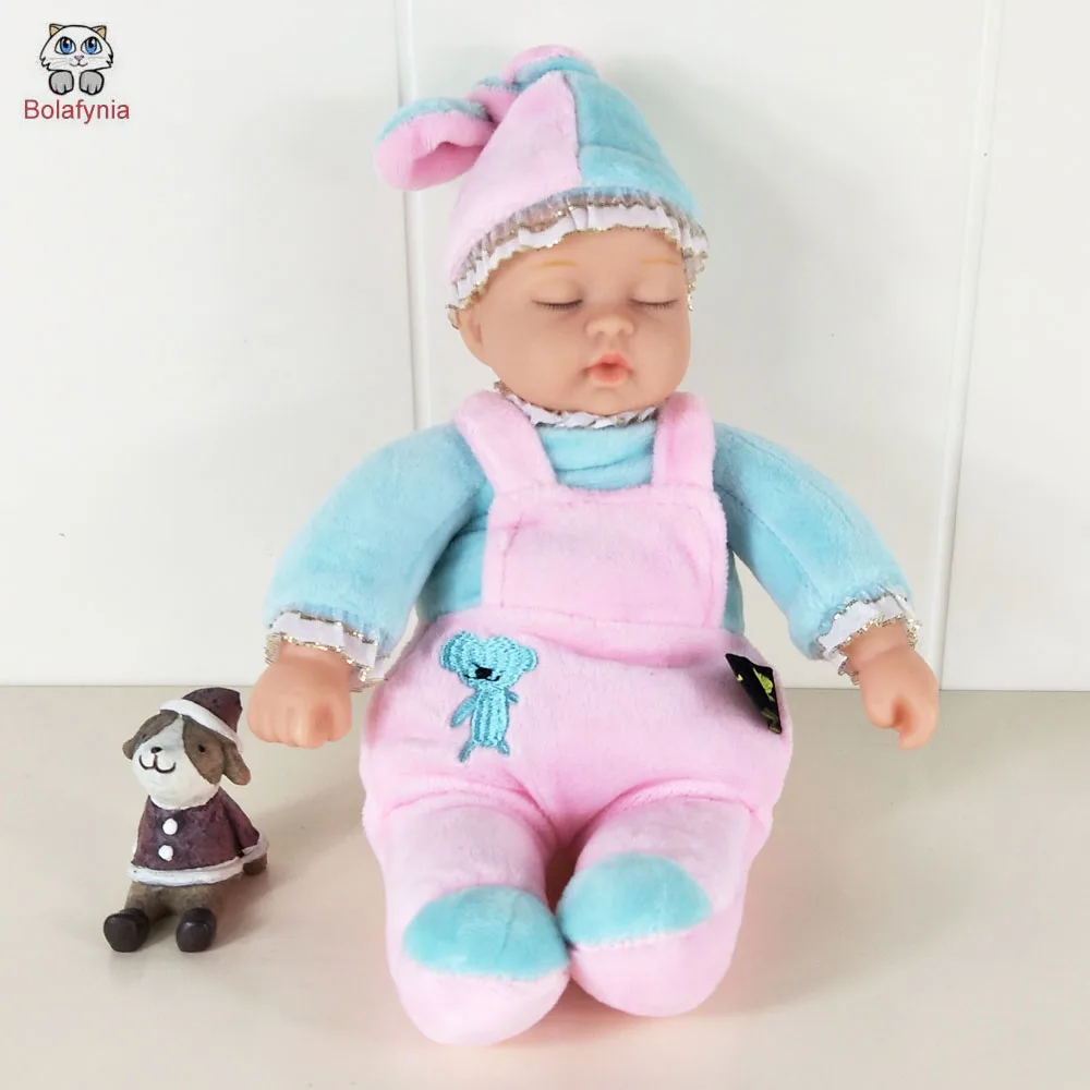 Children Plush Stuffed Toys Sleep Baby With Blue Clothes Doll For Christmas Birthday Gift