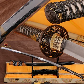 

LYUESWORD JAPANESE KATANA HIGH QUALITY BRASS TSUBA T10 STEEL CLAY TEMPERED ABRASIVE RAZOR SHARP FULL TANG BLADE SAMURAI SWORD