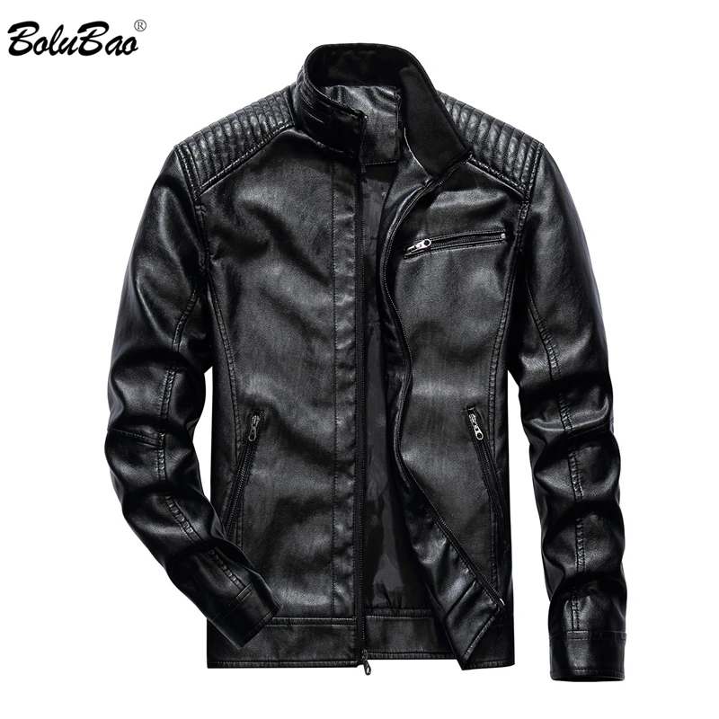 

BOLUBAO Male High Quality Leather Jackets Winter Men's Fashion Solid Color PU Jacket Coat Men Leather Jackets Overcoat EU Size