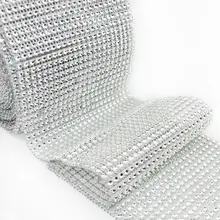 1 yard/91.5cm Crystal Ribbons Mesh Trim Bling Diamond Wrap Cake Roll tulle Party Wedding Decoration Event Supplies B