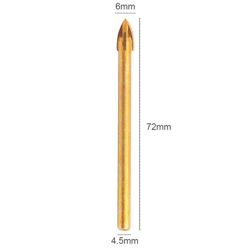 10 шт. титановое керамическое стекло вольфрамовый Бур твердосплавные крестовые наконечники для бурения 6 мм для металла пластиковая плитка цемент