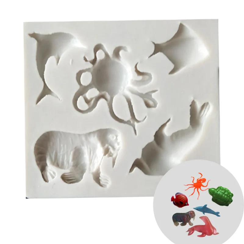 

DIY Cake Mold Marine Crab Walrus turning Sugar liquid silicone Mold k024