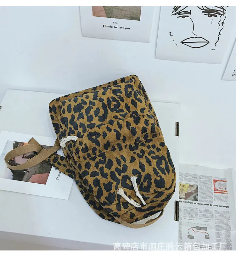 Moda feminina mochila leopardo impressão veludo dupla