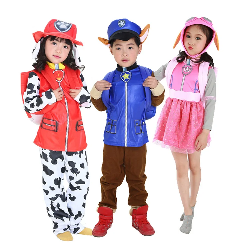 

2019 New Kids Carnival Clothing Children Patrol dogs Marshall Chase Skye Cosplay Costume Boy Girl Halloween Party Role Play