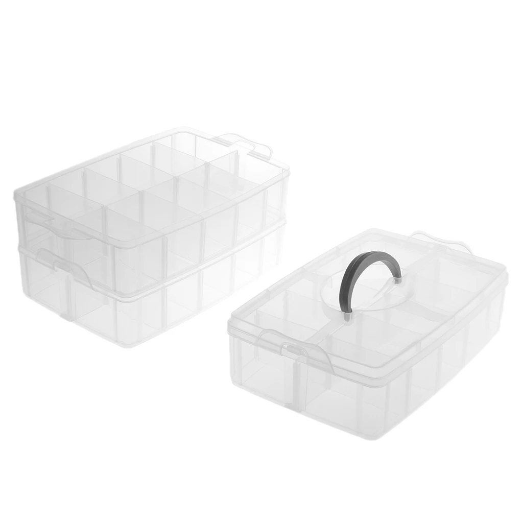 MagiDeal 3 Layer Stackable Clear Plastic Jewelry Bead Box Organizer Toy Storage Case Container with Adjustable Dividers 30 Grids