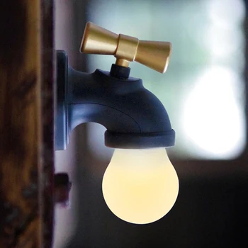 

Bedroom Toilet Night Lamp Novelty Faucet Shape Voice Control LED USB Rechargeable ALI88