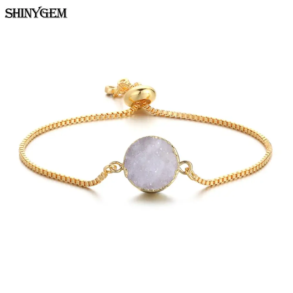 Модные браслеты ShinyGem с подвесками из драгоценных камней Круглый браслет