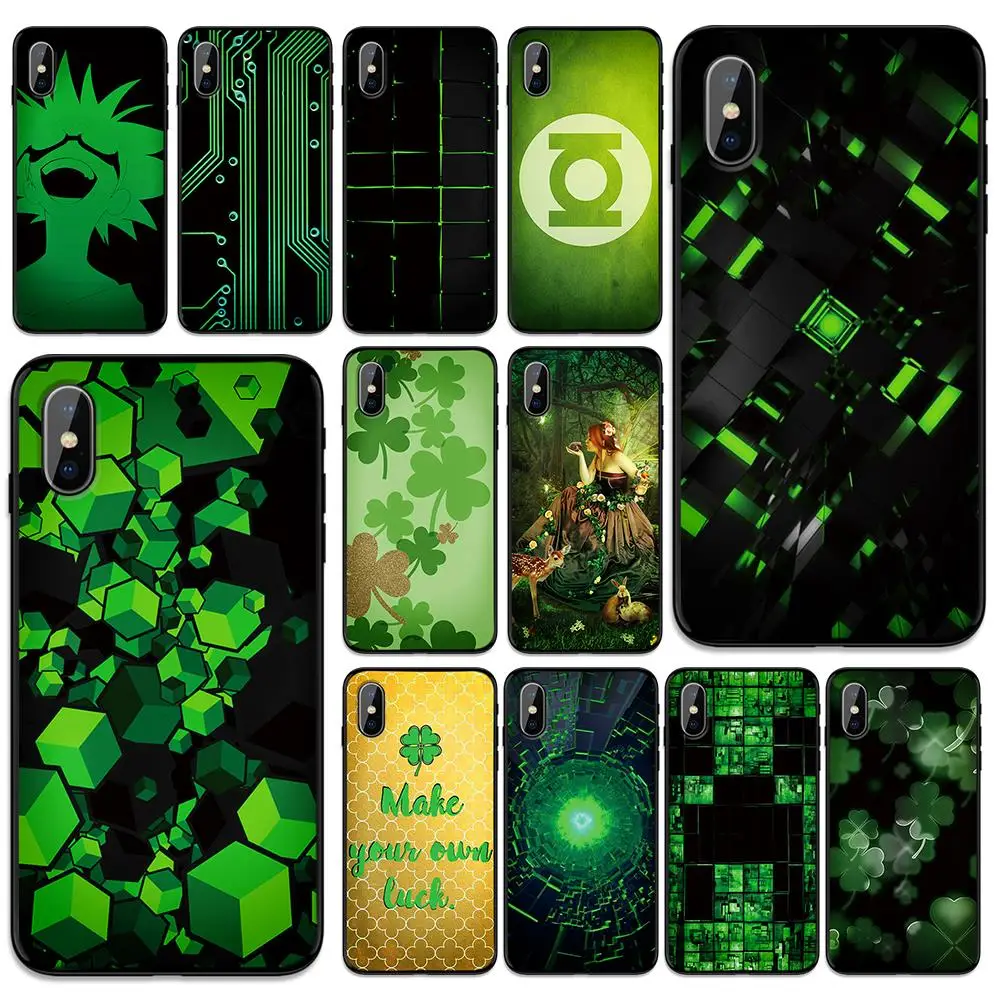 Green and Black Soft TPU Case Cover for Apple iPhone 6 6S 7 8 Plus 5 5S SE X XS MAX XR Silicone Cases | Мобильные телефоны и
