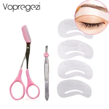 

Vopregezi 1set Makeup Tools Kit Eyebrow Trimmer Eyebrow Tweezer Clip Stencil for Eyelash Extension Eyebrows Beauty Tool Cosmetic