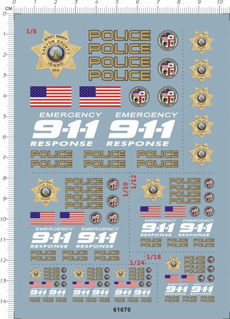 

1/6 1/10 1/12 1/18 Scale 911 US Motor Motorcycle Model kit Marine Decal