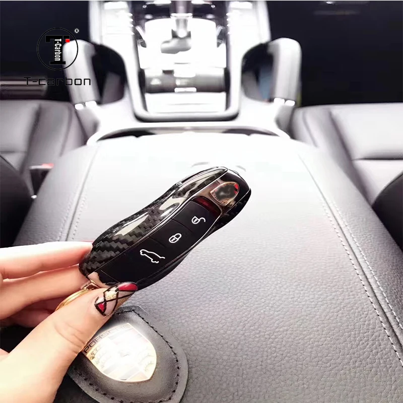 

Red Carbon Fiber Car Key Case Protective Shell Styling Bag Box For Porsche Cayenne Macan Cayman Boxster 911