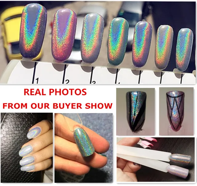 1g Mirror Powder Nails Holographic Chrome Nail 1g Mirror Powder Nails Holographic Chrome Nail Polish Unicorn Laser Glitter Sequins Pigment