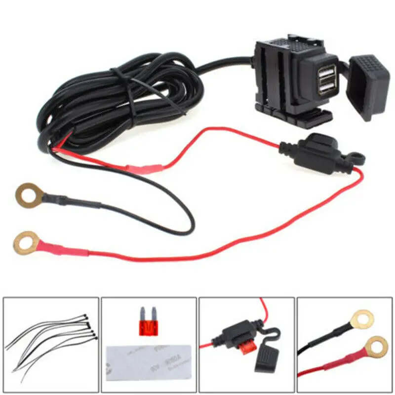 

Waterproof Dual USB 12V Motorcycle Handlebar Phone Power Charger Outlet Socket
