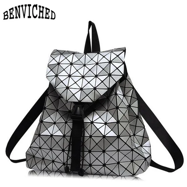 

BENVICHEDDiamond Lattice Backpacks Folding Portable Fashion Women Daily Bags Backpack New 2019 Geometric Joint Rucksack Girls Sc