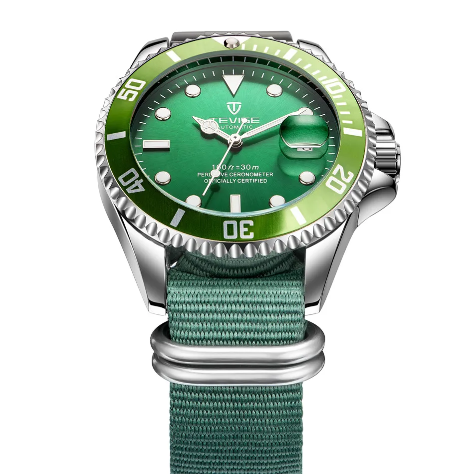 TEVISE Green Watch Men Automatic Mechanical Anti-Scratch Rotatable Outer Ring Waterproof Luminous Mens Watches Top Brand Luxury most accurate mechanical watch