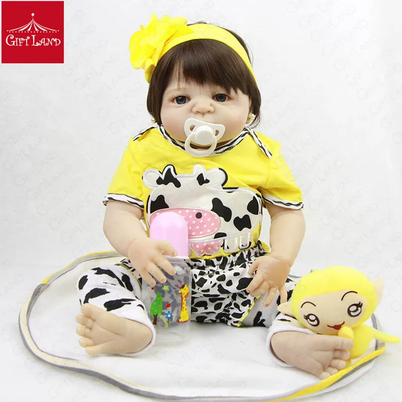

2019 New 23inch Full Silicone Reborn Baby Doll Bebe Reborn Baby Gift Bonecas Bebe Reborn Brinquedos Lovely Doll Reborn Hot Sale