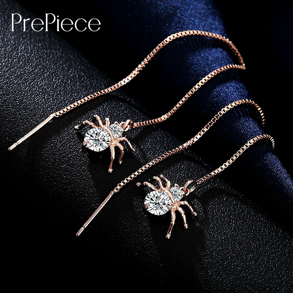 

UMODE Spider Shaped Round Cut Clear CZ 18K Gold Plated Simulated Diamond Dangle Earrings Long Jewelry for Women Brincos PUE0175