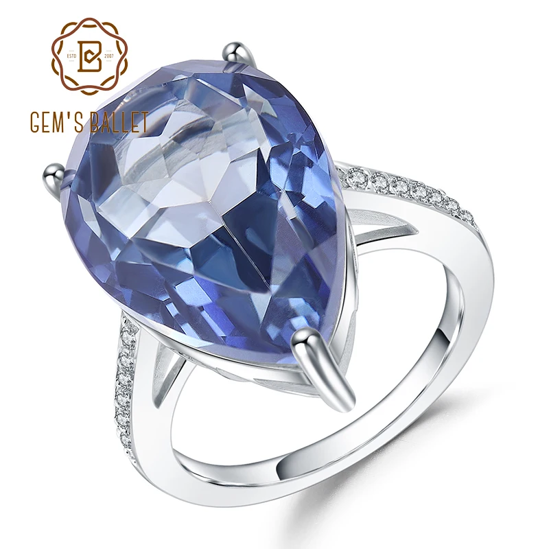 GEM'S BALLET Luxury 10.68Ct Natural Iolite Blue Mystic Quartz Gemstone Rings 925 Sterling Silver Ring For Women Fine Jewelry GEM'S BALLET Luxury 10.68Ct Natural Iolite Blue Mystic Quartz Gemstone Rings 925 Sterling Silver Ring For Women Fine Jewelry
