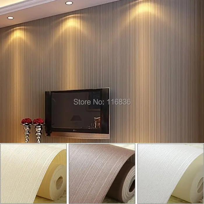 

Top Quality Non-woven Fabric Mural wallpaper modern striped flock wall paper papel de parede tapete bedroom decoration 53x1000cm