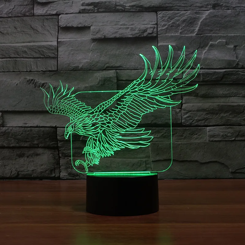 7 цветов 3d лампа Энергосберегающая Usb Led 3d светильники в форме орла детская комната украшение Led ночник