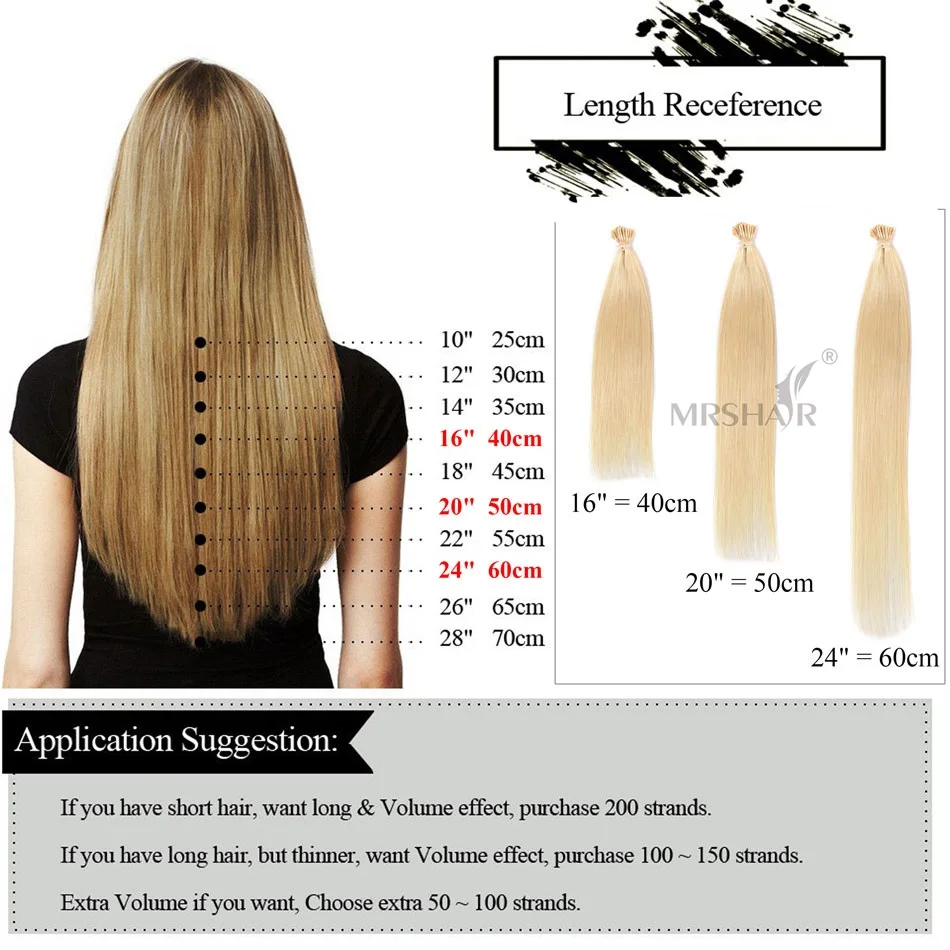 MRSHAIR 1g Pc 16 20 24 Pre Bonded Hair Extensions I Tip Machine