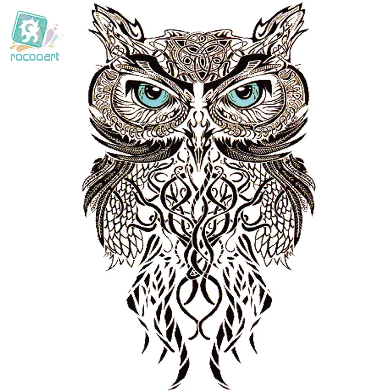 

MC690 19X12cm HD Large Tattoo Sticker Body Art Gray Draw OWL Temporary Tattoo Terrorist Stickers Flash Taty Tatoo