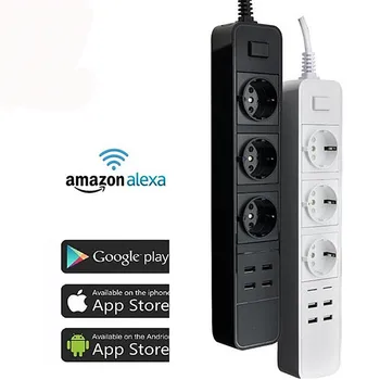 

Smart Wifi Power Strip Multiple Power Sockets 4 USB Port Voice Control for Amazon Echo Alexa's Google Home Timer